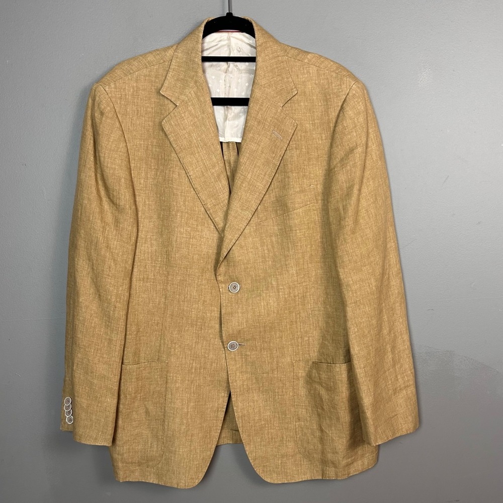 Pal Zileri Concept blazer Mens Tan 100% Linen Sport Coat Size US 44  IT 54